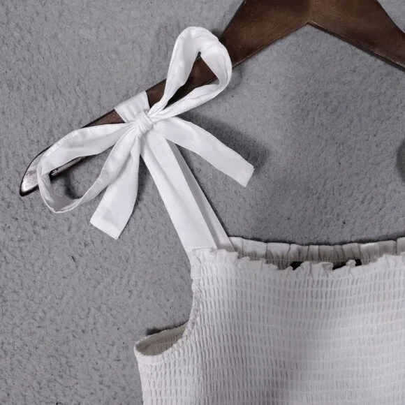 NWT 🤍Andrew Marc New York Dress Women's Medium White Eyelet Tie-Shoulder - Picture 4 of 15